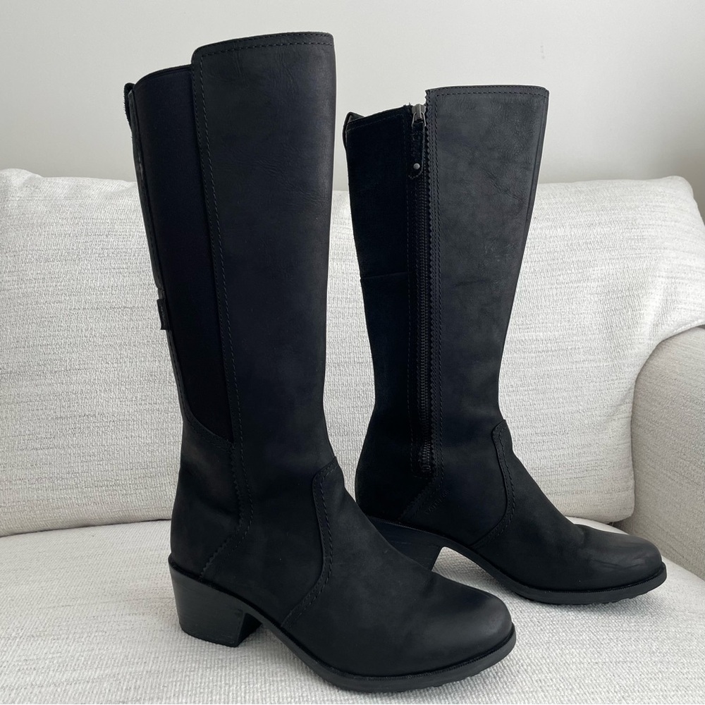 Teva ‘Anya’ Tall Heeled Boots Women 8.5 Black Water Resistant